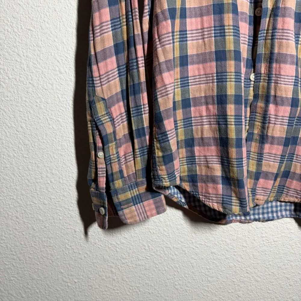 Banana Republic Flannel Shirt Mens Medium Multicolor Plaid Slim Fit‎ Button Down